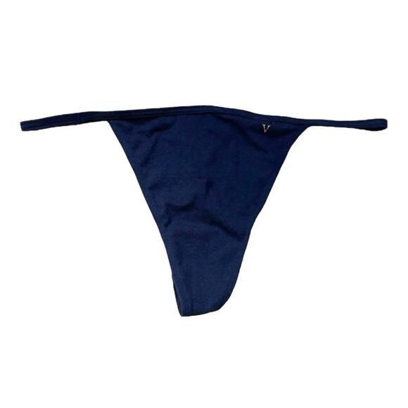 Victoria’s Secret Stretch Cotton V-String Panty Noir Navy Size Large - Picture 1 of 2